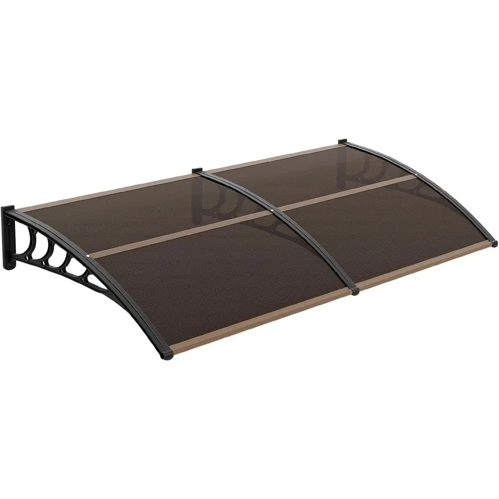 

40 x 80 Exterior Door Awning - Brown Hollow Sheet with Black Brackets for Rain and Sun Protection