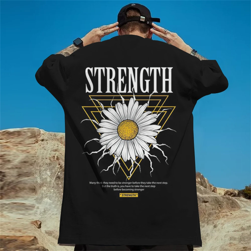 3d Daisy Print Men's T-Shirt New Trend Short Sleeve T-Shirt For Men Summer Casual Tees Oversized Street Hip-Hop Man Clothes Tops image 2