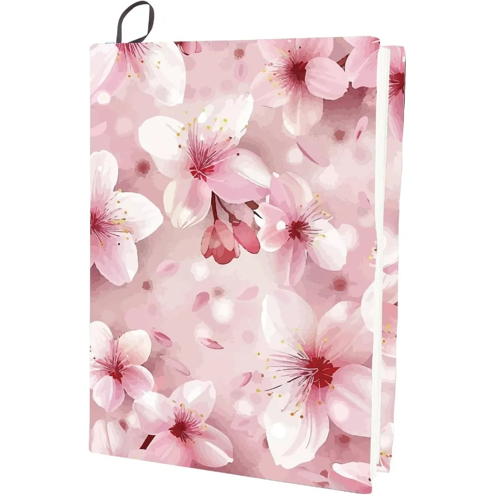 Cherry Stretchable Book Cover Sakura Flower Washable Reusable Large Nylon Book Protector Elastic Notebook Wraps Suitable