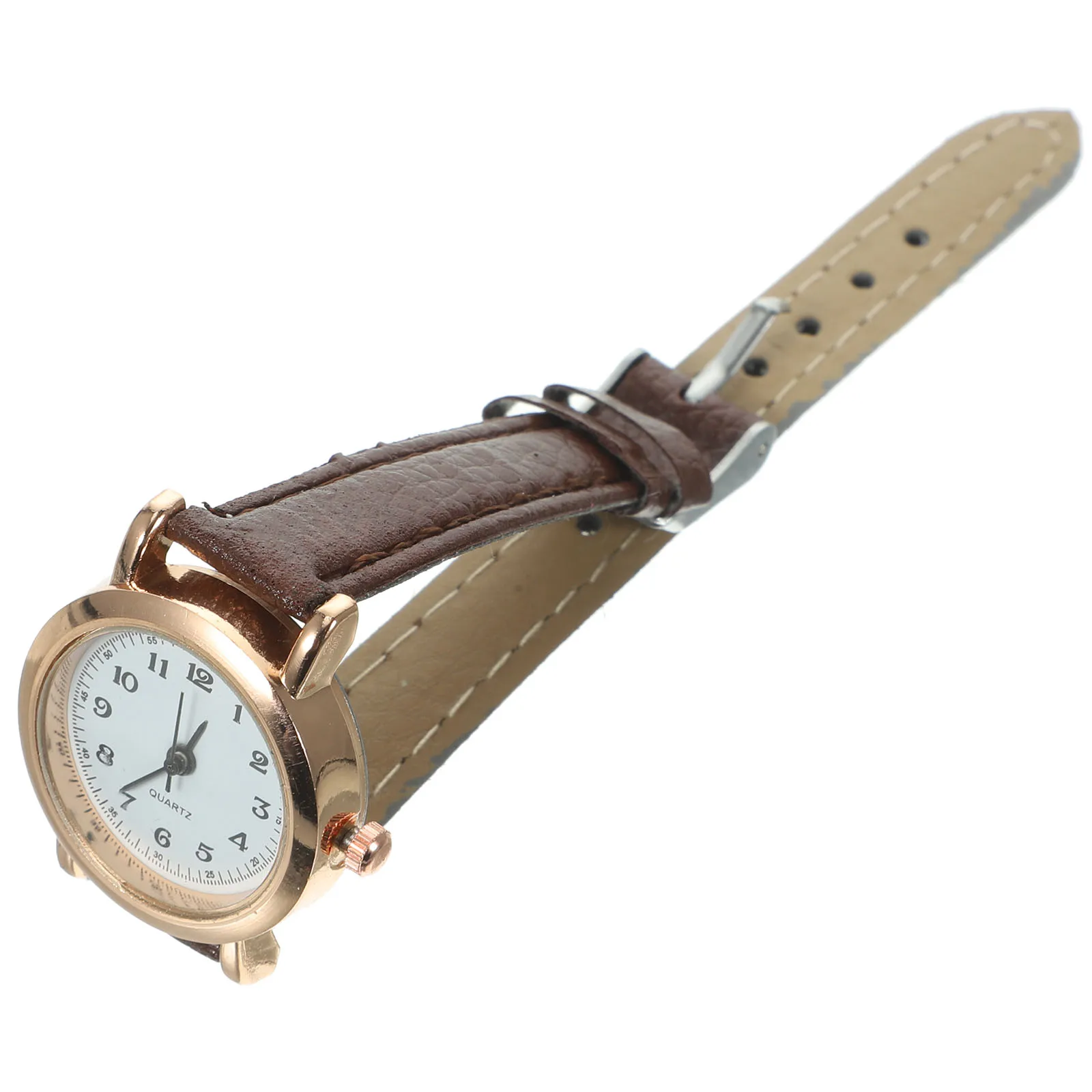 

Perfect Gift Boxed Brown Leather Women Simple Watch Stylish Small Table Digital Face Quartz Wristwatch For Girls Ladies Students