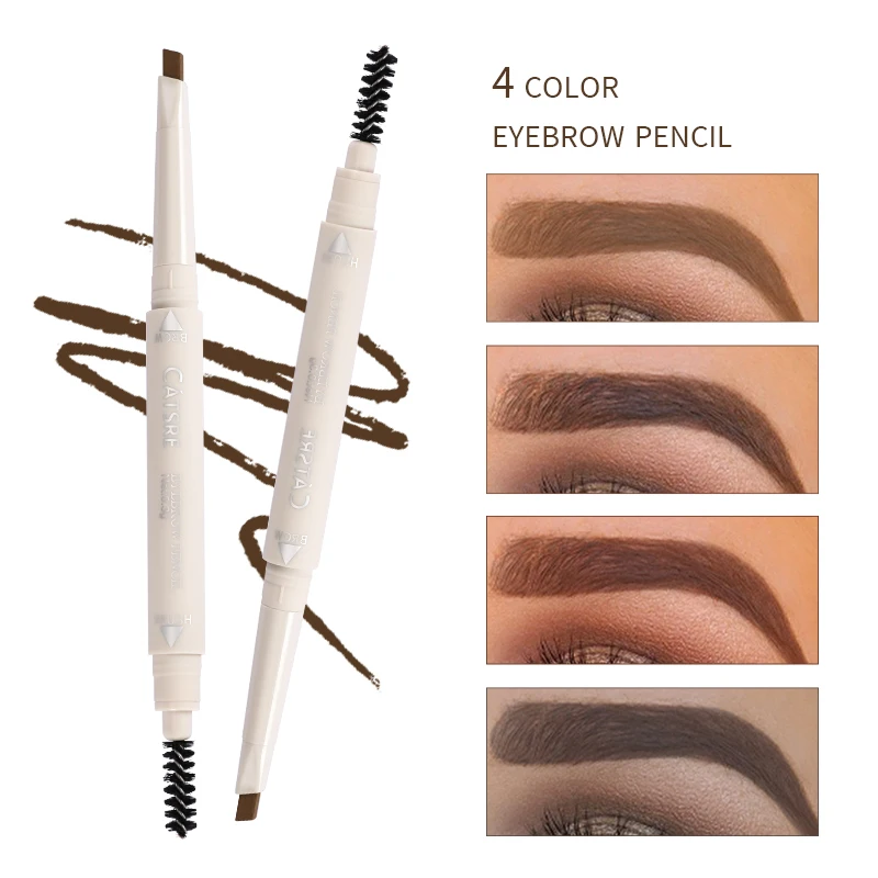 Long-lasting Double-headed Eyebrow Pencil Automatically Rotates and Waterproof Formula-easy to Apply with Eyebrow Brush.