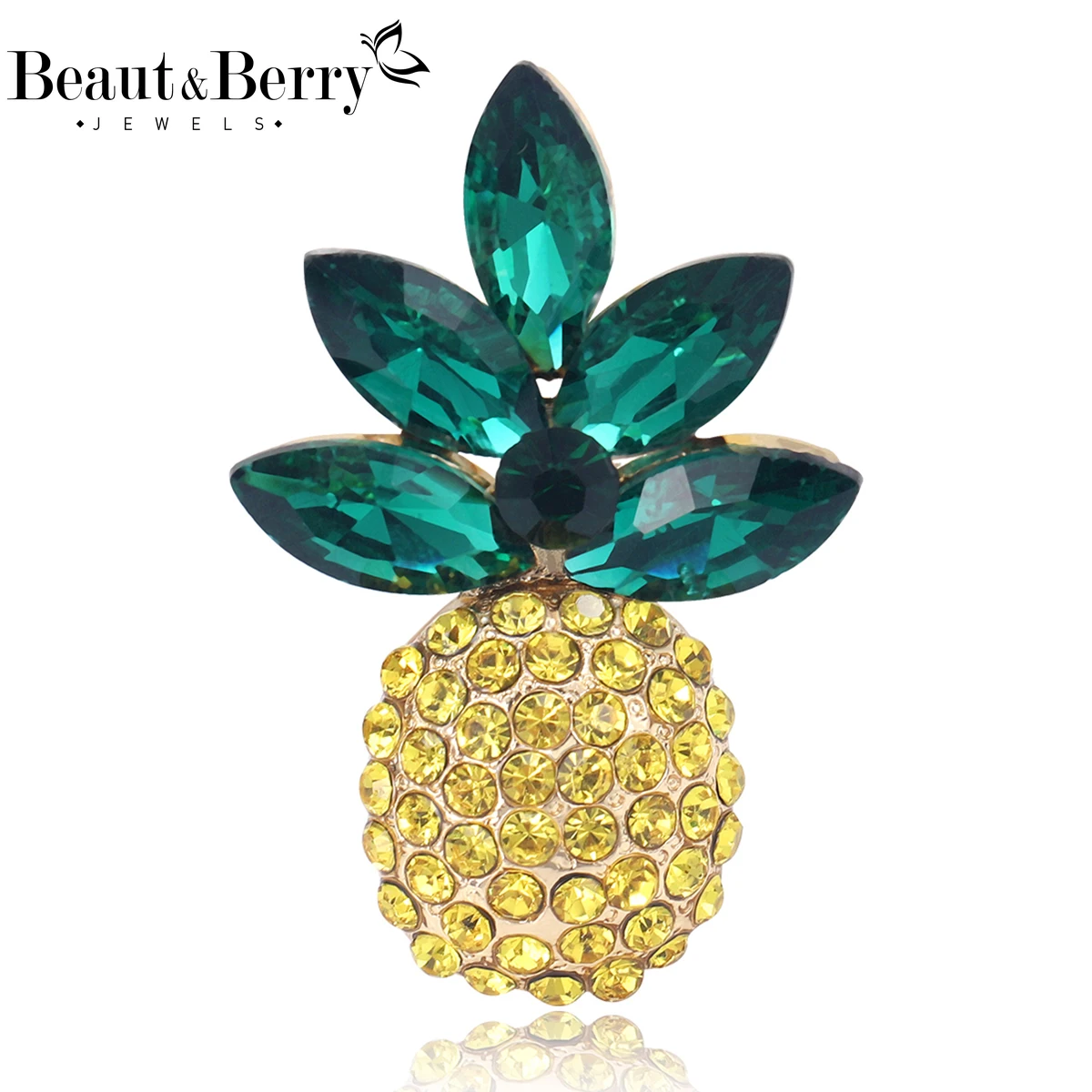 

Beaut&Berry Classic Rhinestone Pineapple Brooches for Women Unisex Fruit Pins Casual Party Jewelry Accessories Gifts Decoration