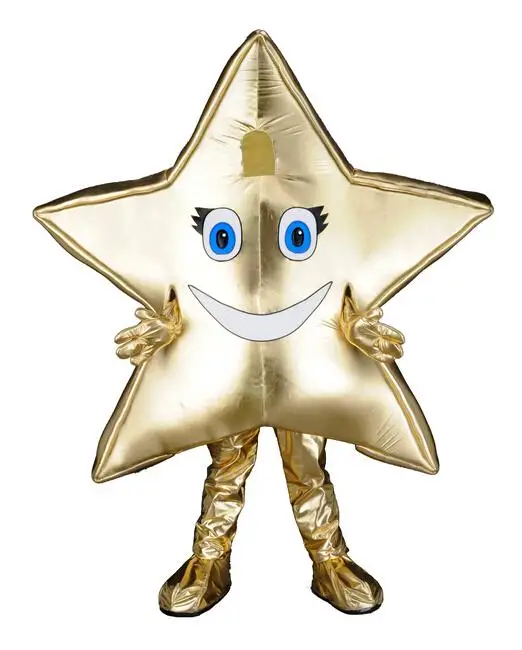 mascot brilliant golden star mascot costume Adult size Cartoon Christmas top star theme  Mascotte Fancy Dress Carnival 2458