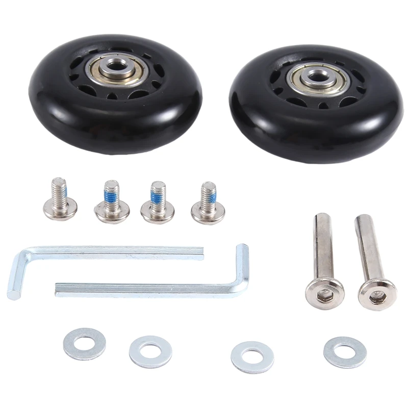 Set Of 2 Luggage Suitcase Replacement Wheels Swivel Caster Wheels Black Bearings Repair Kits