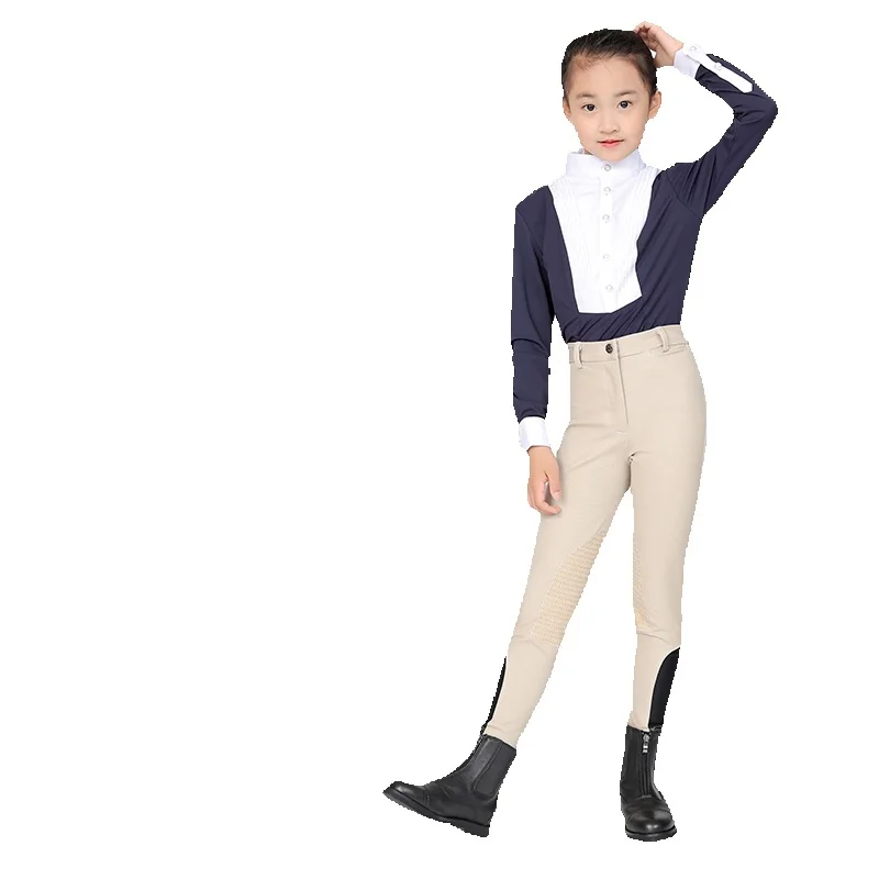 Children Half Silicone Horse Riding Pants Breeches Soft Breathable Four Way ElasticEquestrian pants Unisex Horse Riding