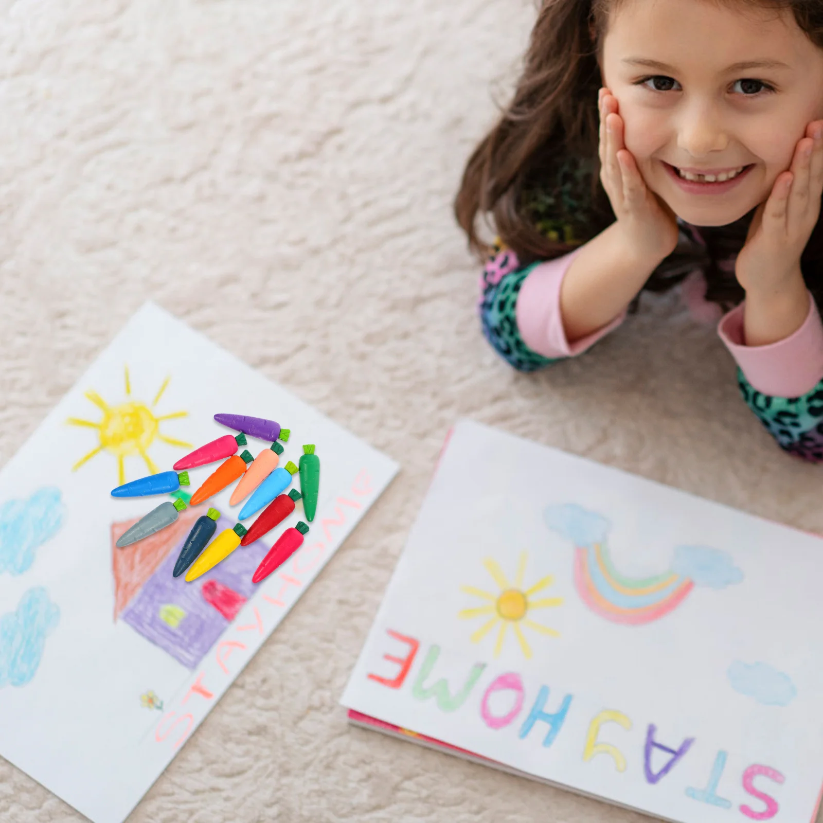 12 قطعة أقلام تلوين قابلة للغسل بالماء متعددة الألوان على شكل جزر للأطفال الصغار أقلام تلوين ملونة بالجملة #3