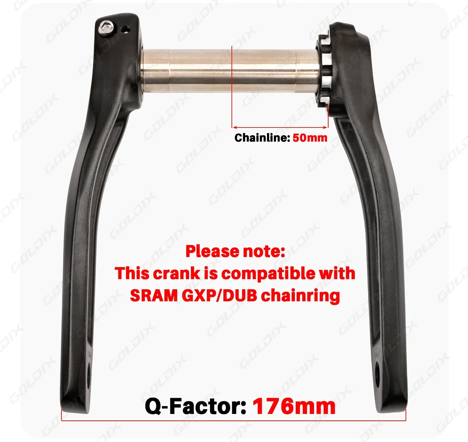 GOLDIX MTB XC Kurbelgarnitur Narrow Wide 3mm Offset AERO Kettenblatt 165/170/175mm Kurbellänge für 3-Bolzen-Direktmontage-Kurbel – Detail 5