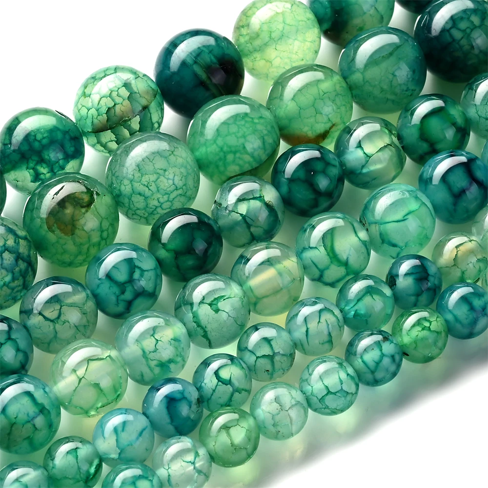 Natural Green Dragon Agates Round Loose Spacer Beads for Jewelry Making DIY Bracelet Necklace Accessories 6 8 10MM