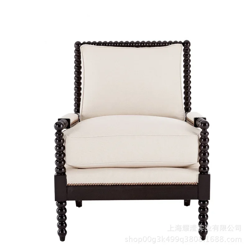 

Solid wood sofa chair, oak fabric soft bag, tiger chair casual single chair