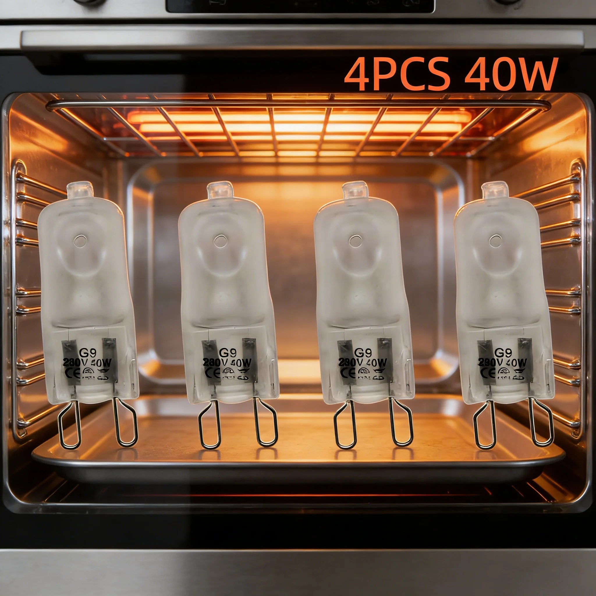 4PCS Matte Finish 230V 40W G9 Oven Light High Tempe Resistant Durable Bulb Lamp for Ovens Fans Etc.