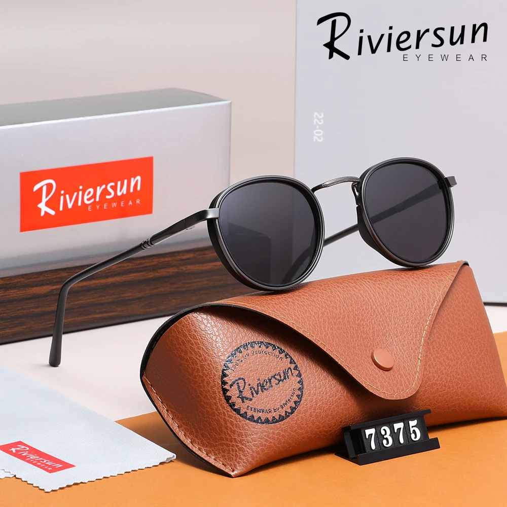 

RIVIERSUN брендовые оригинальные мужские солнцезащитные очки с поляризацией UV400, круглая оправа, антибликовые очки для вождения, путешествий, модные винтажные очки