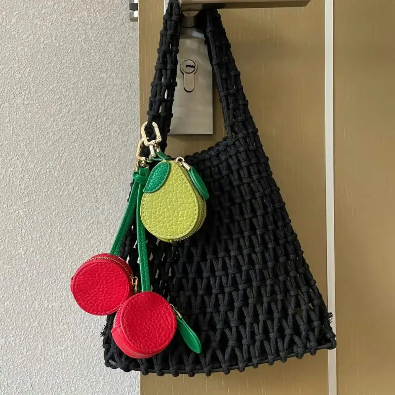 

Fruit Shape Cherry Design Fruit Charm Coin Purse Blueberry Peach Cute Key Chain Mini Pouch Wallet Gift Bag Keychain Girl Women