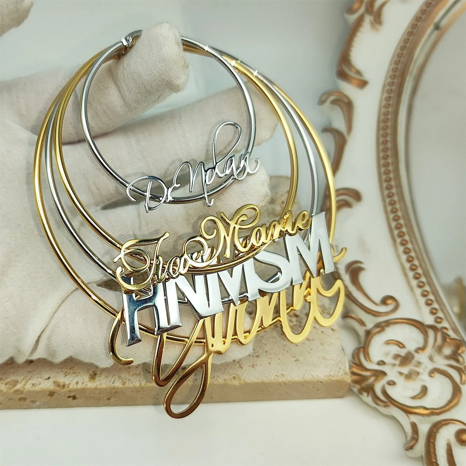 

Custom 18K Gold Plated Name Earrings For Women Personalized Stainless Steel Names Logo Sign large Hoop Earrings Jewelry Her Gift