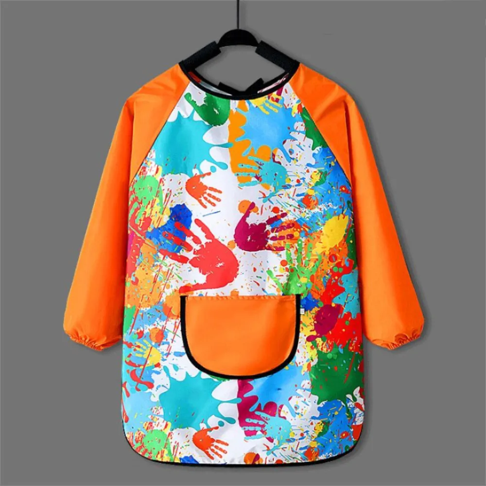 

Simple Nylon Children's Painting Apron Art Painting Cover Reverse Dressing Cloth Long Sleeved Baby Eating Bib Toddler