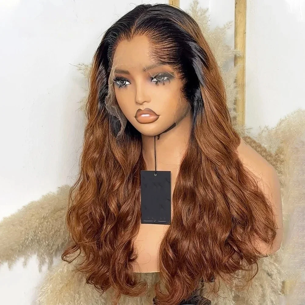

Ombre Brown Glueless Soft Long body wave 5x5 Silk Base Jewish Human Hair With BabyHair HD Lace European Hair Preplucked