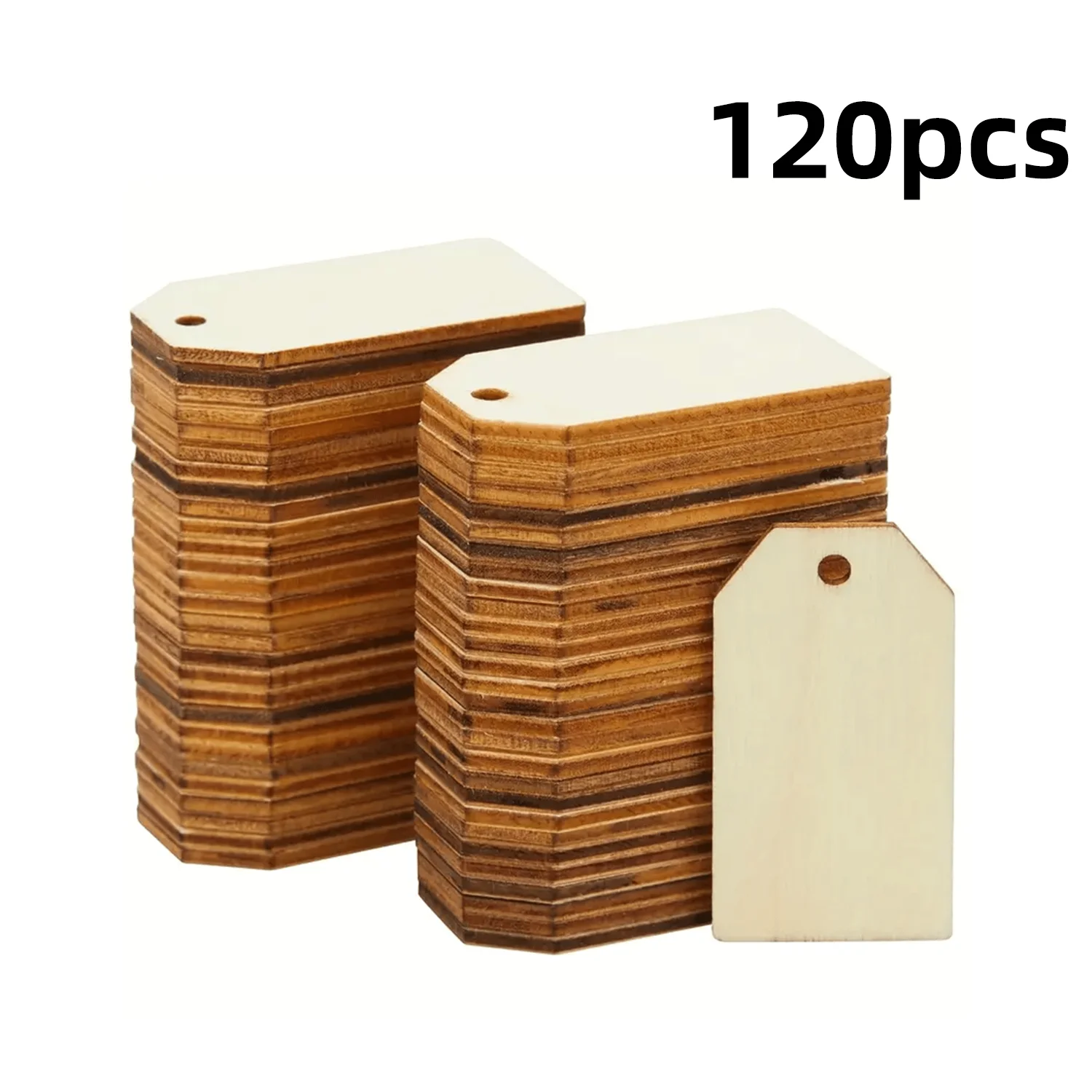 30/60/120 Stück (2,54 x 5,08 cm/1 x 2 Zoll) Geschenkanhänger aus Holz zum Basteln, rechteckiges Holz mit 10 m langem Seil