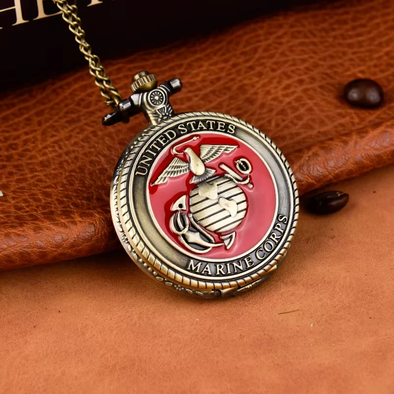 Large Bronze Earth and Eagle Pocket Watch Red glue Eagle Pocket Watch Necklace Pendant Watch Quartz watch