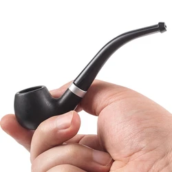 Portable Tobacco Bent Pipe Wooden Smoking Filter Grinder Handheld Herb Pipes Cleaning Durable Cigarette Accessories Men's Gifts