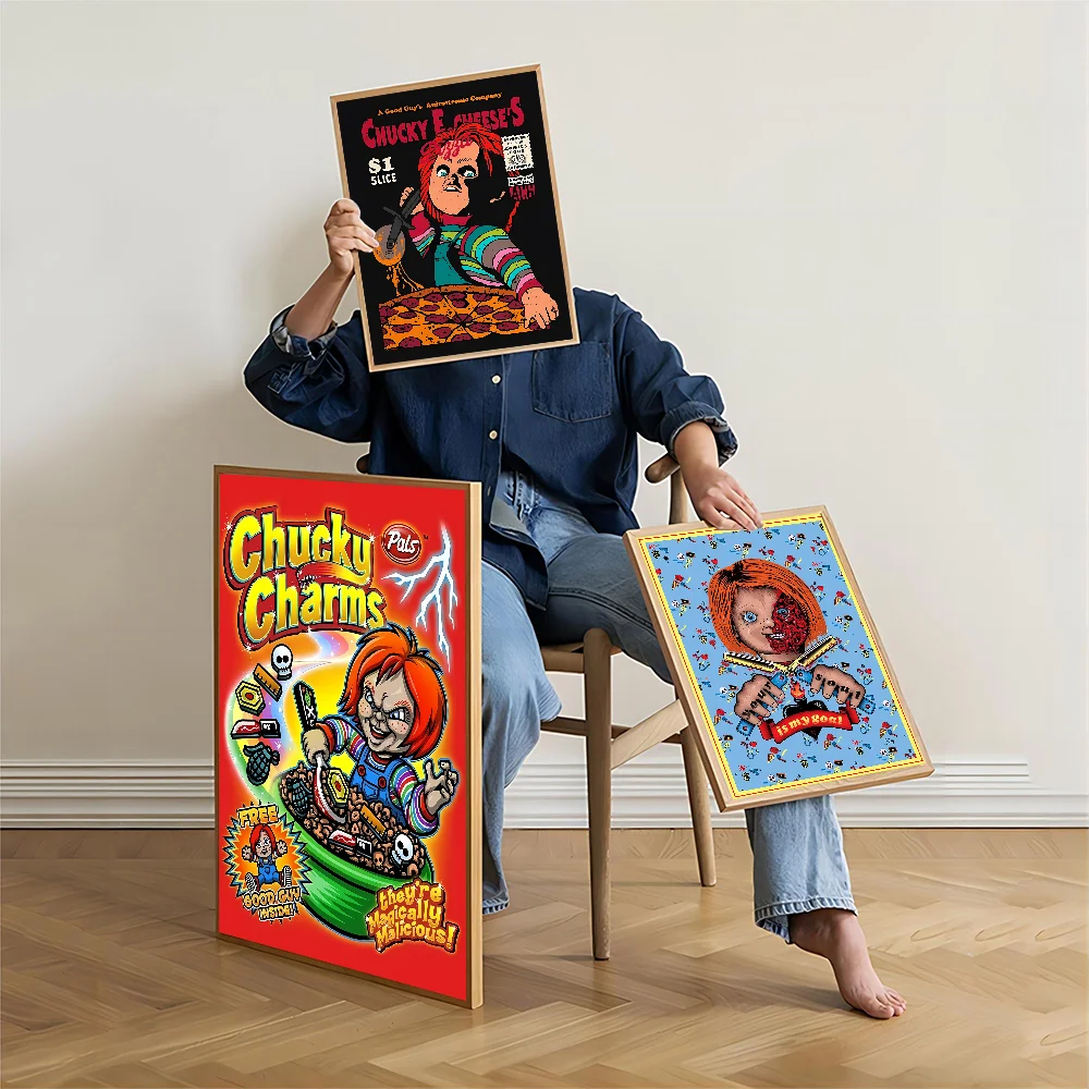 Classic Chucky Horror Movie Whitepaper Poster Waterproof Paper Sticker Coffee House Bar Aesthetic Art Wall Painting