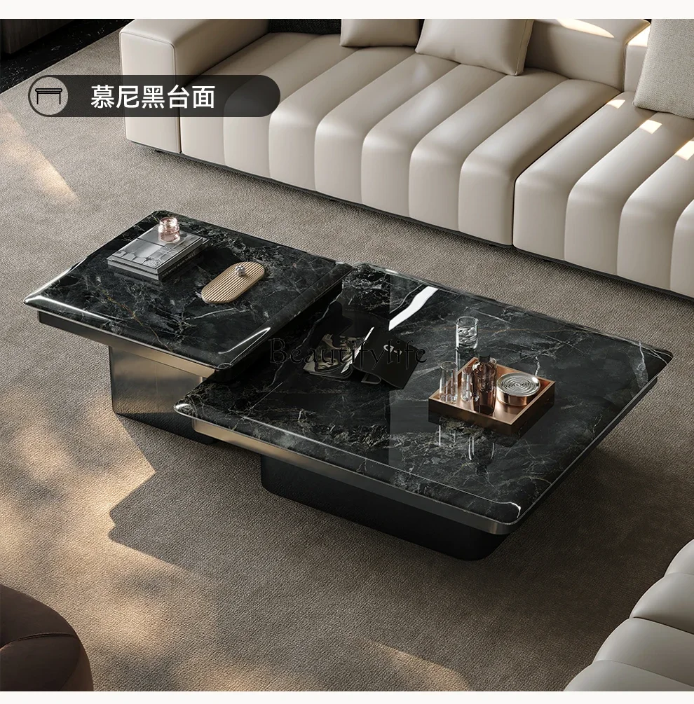 

yj32 Italian light luxury supercrystalline stone coffee table square tea table marble simple microcrystalline stone