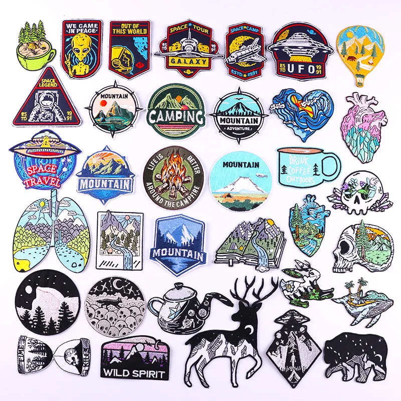 Mountain Camping Embroidery Patch Iron On Patches For Clothing  Thermoadhesive Patches On Clothes Outdoor Adventure Patch Badges