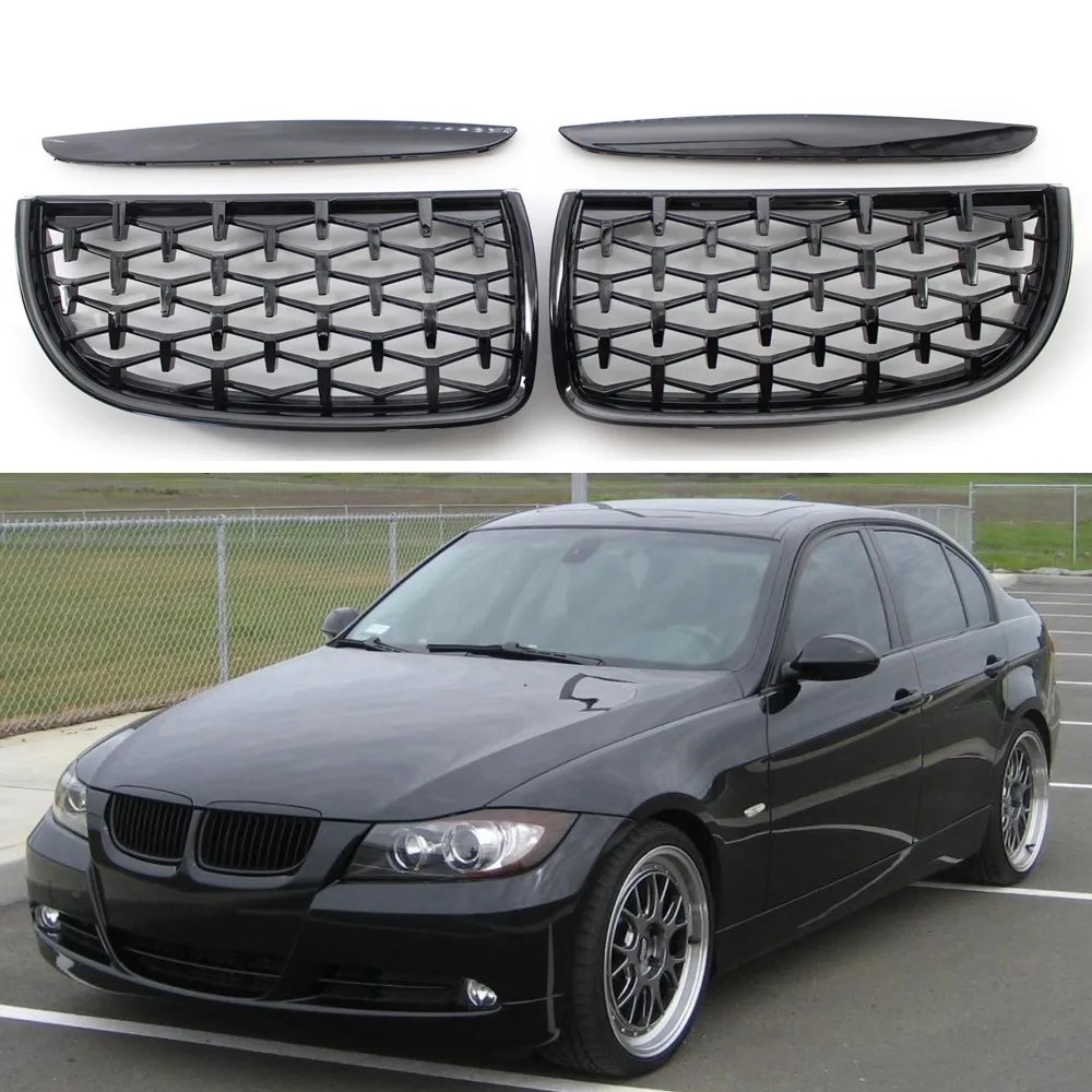 

Front Bumper Kidney Grille Portable Car Chrome Plated For Bmw 3 Series E90 E91 05-08 Diamond Meteor Semi-plated Middle Mesh