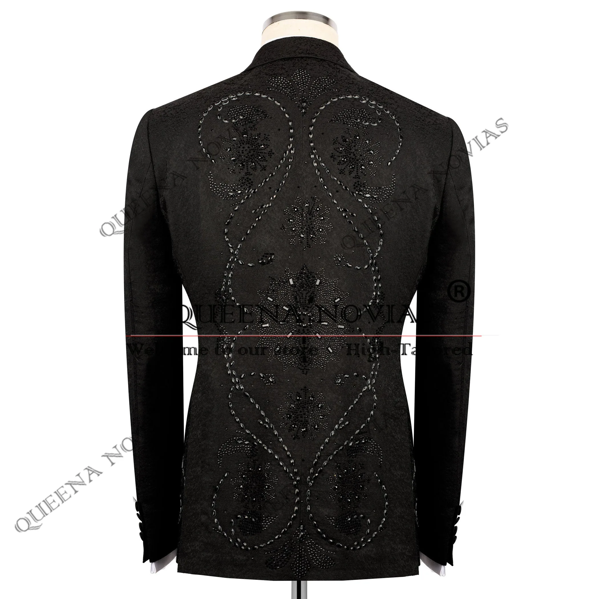 Customized Floral Suits Men Italian Design Single Breasted Prom Blazers Customized Beaded Stones Groom Formal Party Wedding Tuxe