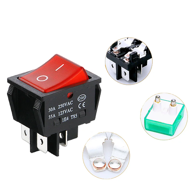 50PCS,Rocker Power Button Switches,High Current,ON/OFF,Special for Eelding Machine,KCD4,Sterling Silver Point,30/35A 250/125V AC