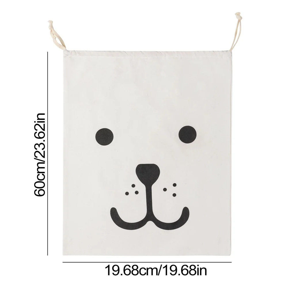 Large Cotton and Linen Laundry Bag Clothes Toys Storage Bag Printing Fabric Drawstring Duffle Bag Dirty Clothes Organizer Bags