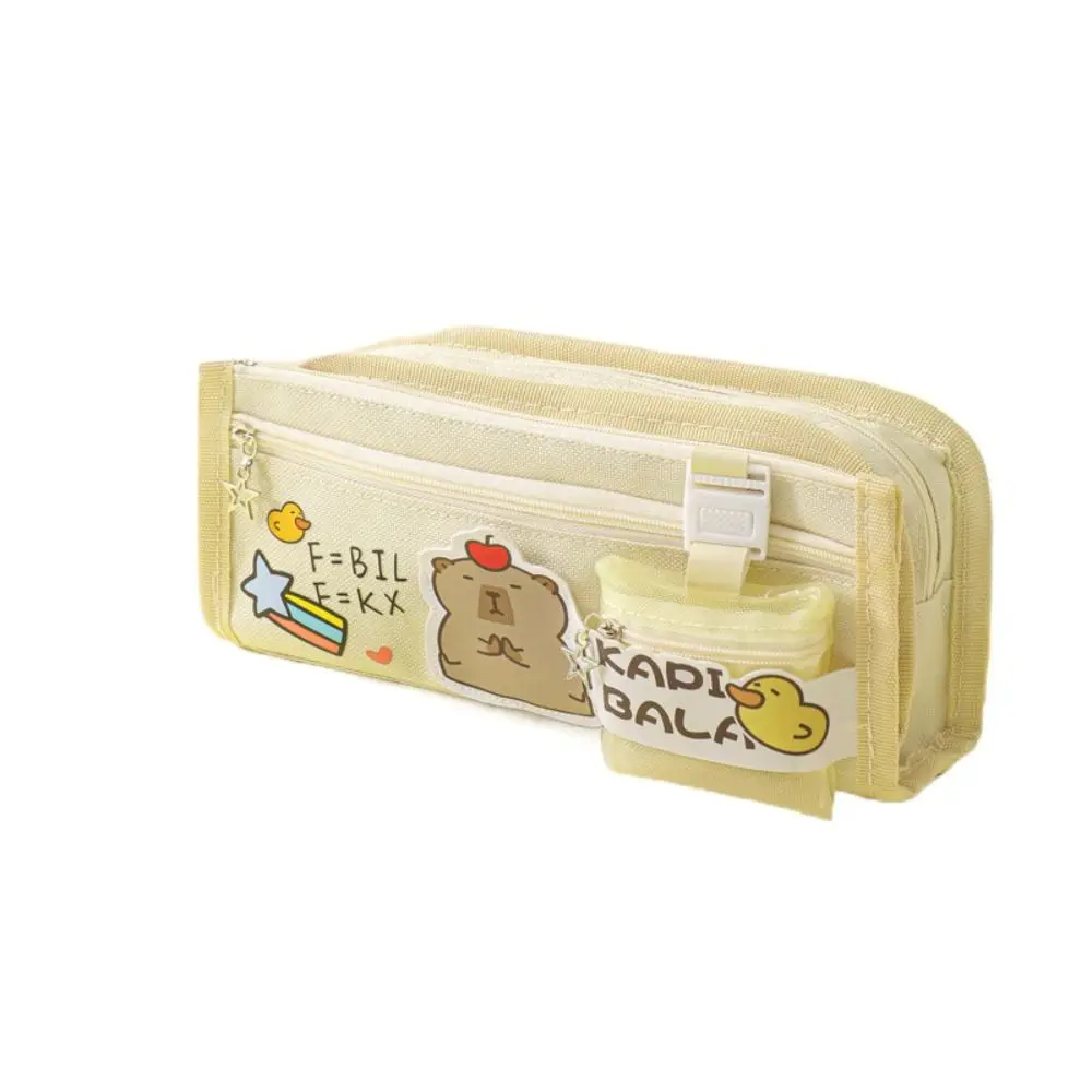 Panda capivara lápis caso urso grande capacidade dos desenhos animados caneta bolsa caixa de armazenamento com zíper saco de armazenamento de papelaria material escolar