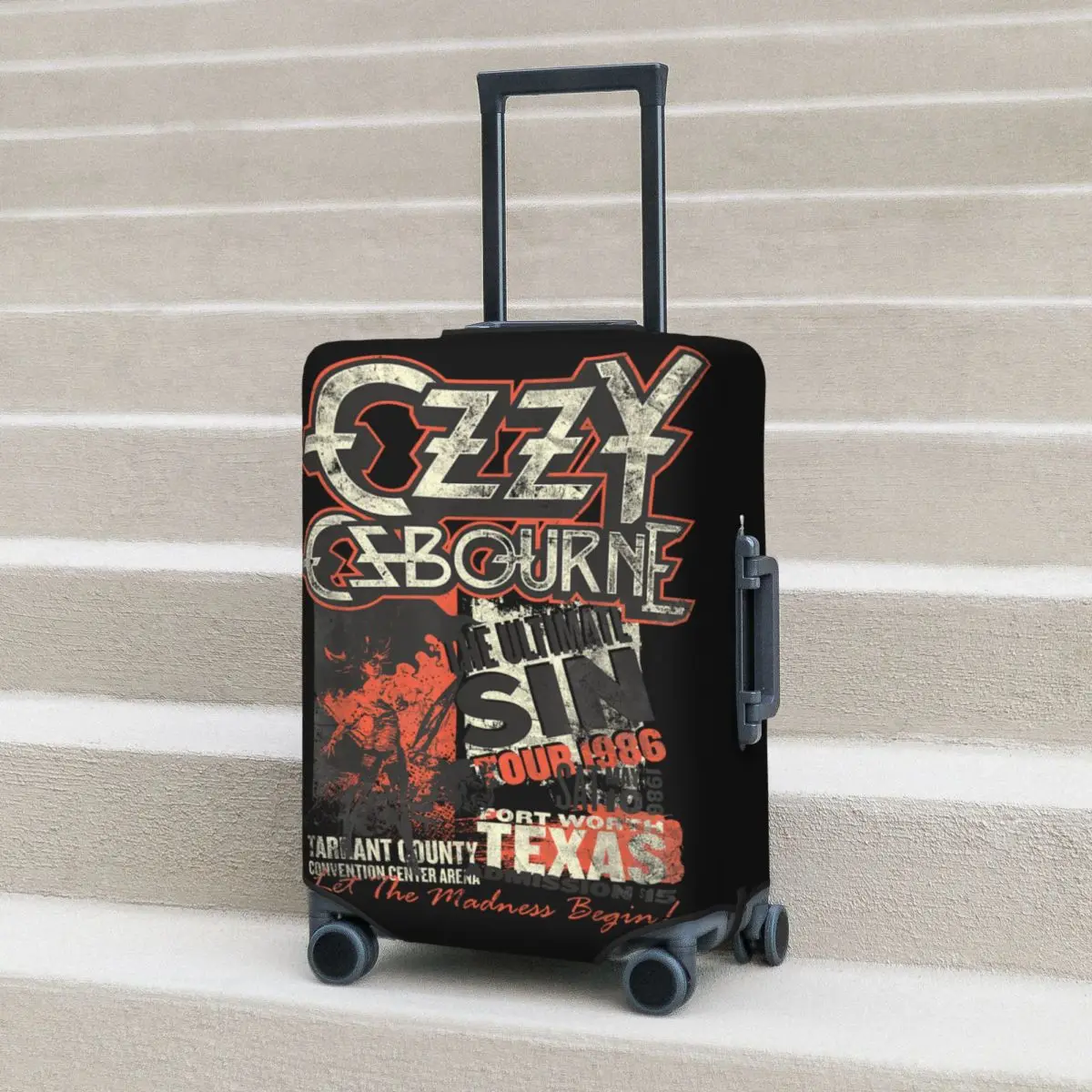 

Heavy Metal Rock Ozzy Osbourne The Ultimate Sin Tour Suitcase Cover Holiday Business Elastic Luggage Case Protection