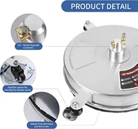 4000 PSI 15 Inch Pressure Washer Surface Ground Floor Cleaner Stainless Steel 3 Wheels for Karcher Lavor 1/4" Quick Connector 4