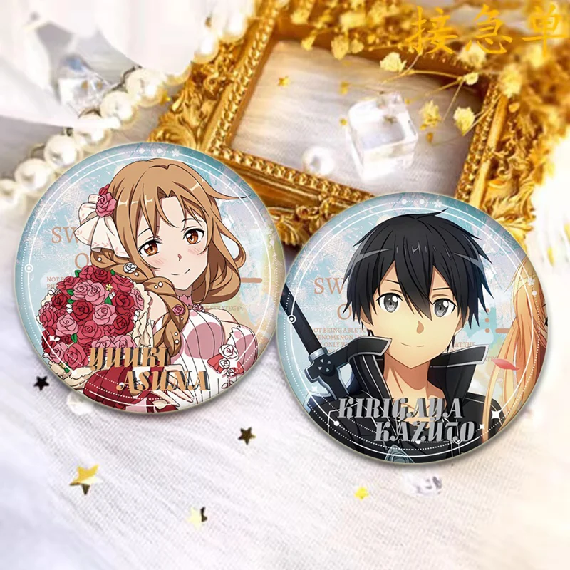 Anime Sword Art Online Button Pins SAO Cartoon Badge Round Creative Brooches for Backpack Jewelry Accessories Handmade Gifts