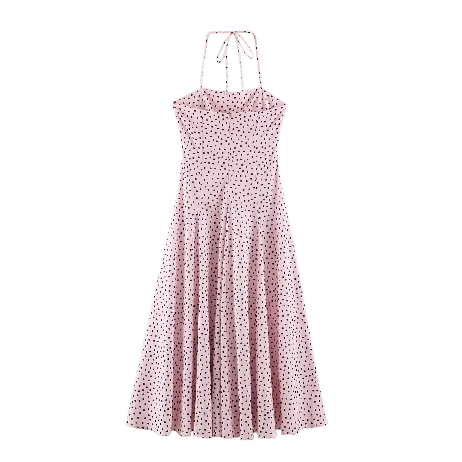 KONDALA Damen Schickes Gepunktetes Schmales Neckholder-Kleid 2026 Sommer Trendiges High-Street Elegantes Kleid Weibliches Urlaubs-Party Langes Kleid – Detail 3