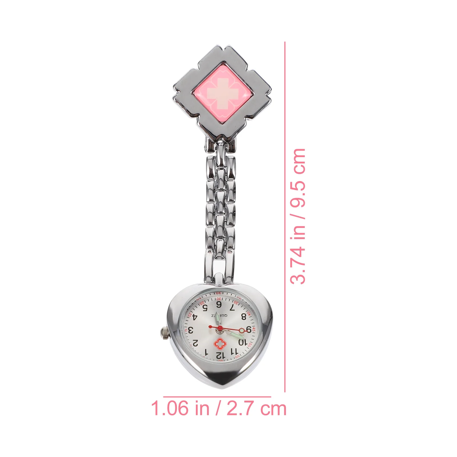 1Pcs Heart-Shape Medical Chest Watch Elegant Nurse Hanging Watch Simple Practical Quartz Movement Durable Design