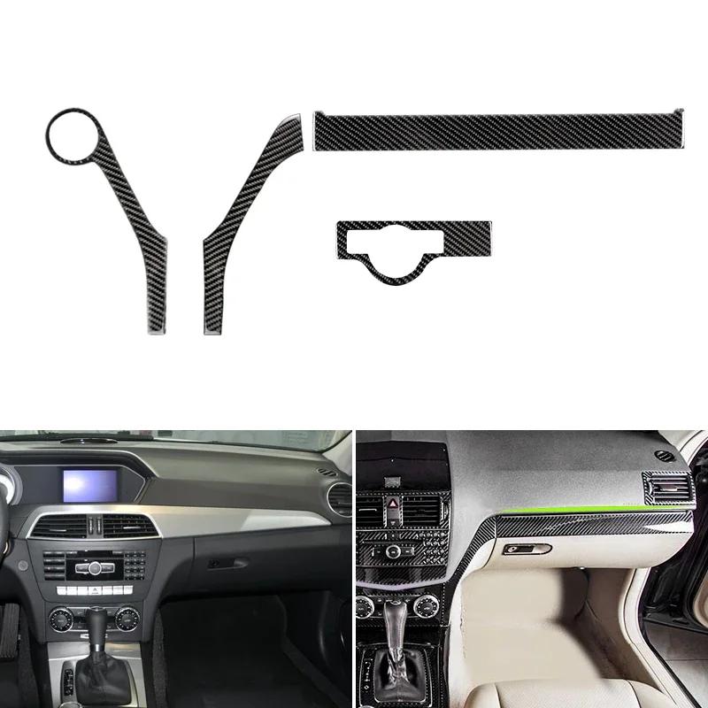 

Carbon Fiber Car Center Control Panel Strip / Headlight Switch / Passenger Dashboard Cover Trim For Mercedes Benz C Class W204