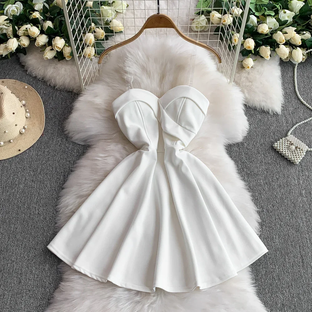 

Chic V-neck off shoulder A-line High Waist Evening Party dress Women High Street ceremony dresses