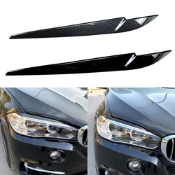 For BMW X5 X6 F15 F16 Gloss Black Car Front Headlight Eyebrow Eyelid Stickers Head Lamp Light Decoration Trim Eyebrows 2014-2018