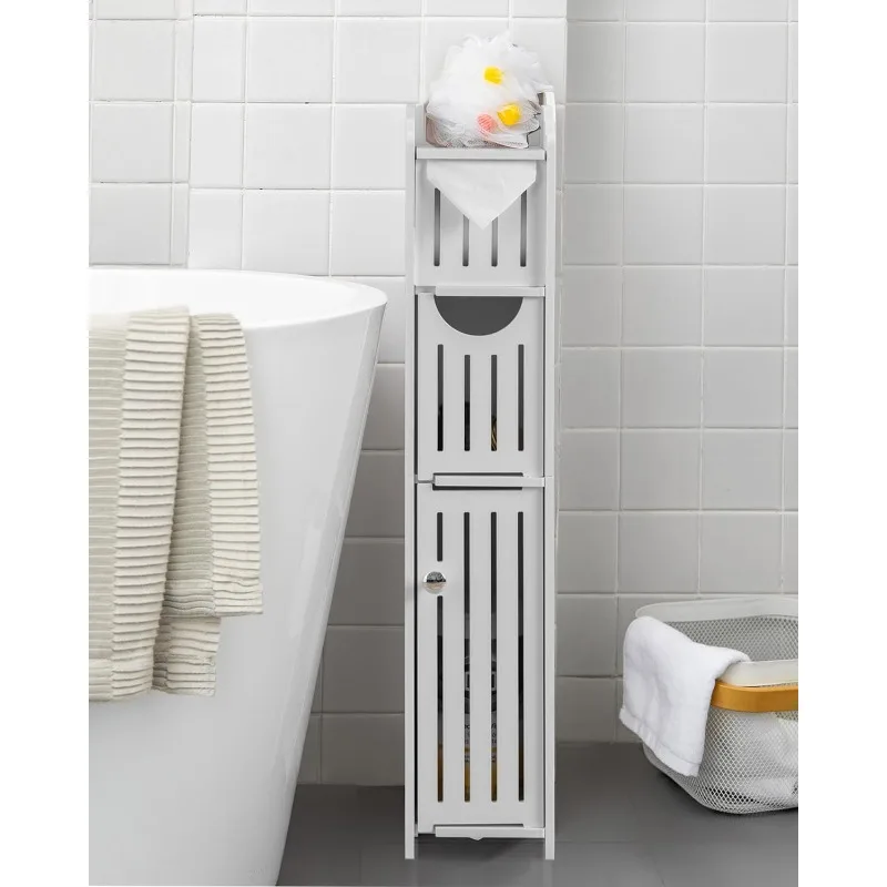 

Bathroom Storage: Small Toilet Paper Cabinet - Fit for Mega Roll, White