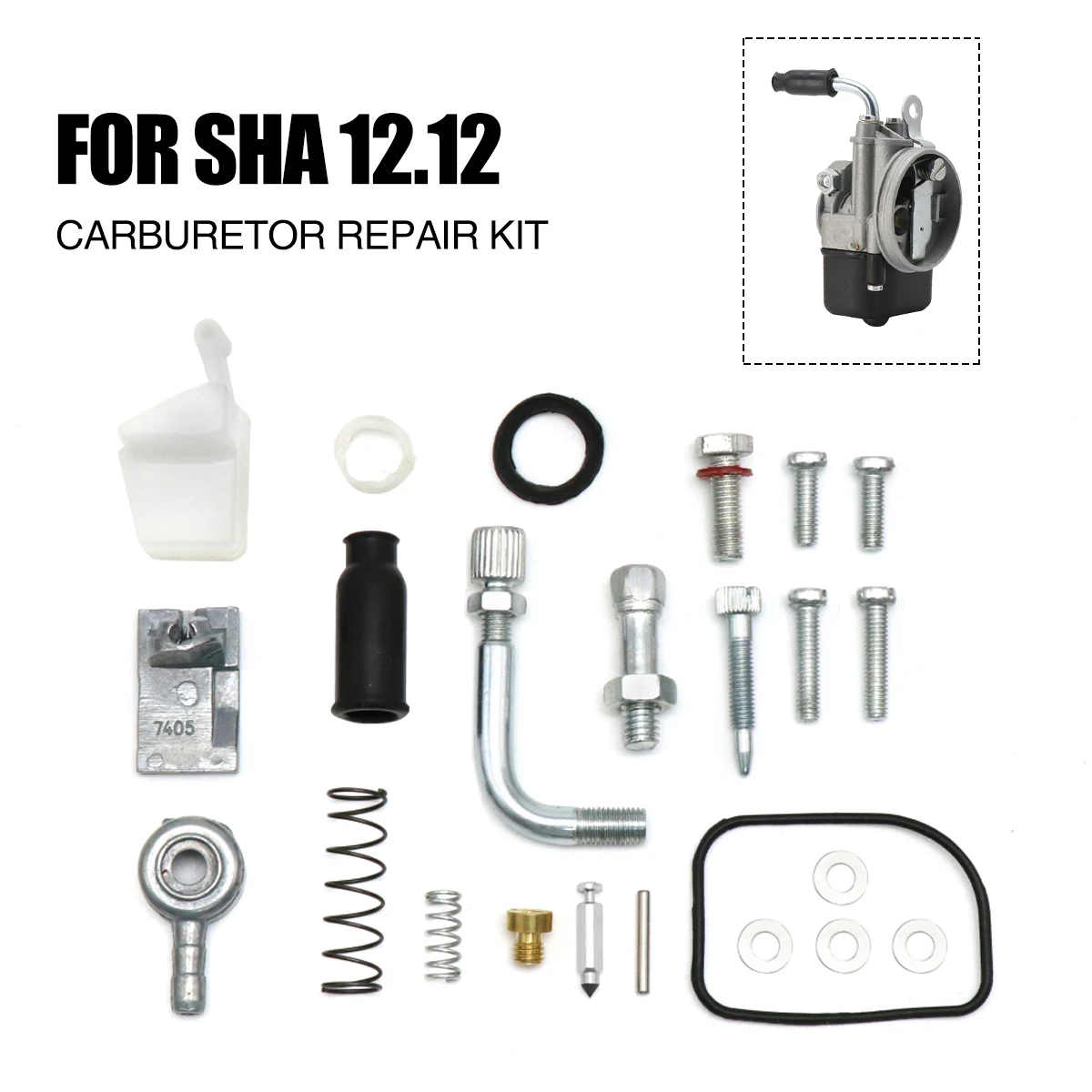 Sclmotos For Dellort SHA 12.12 Carburetor Repair Kit For PHBH PHBL PHBE Carburetor Float Needle Valve Screw Spring Fibre Seal