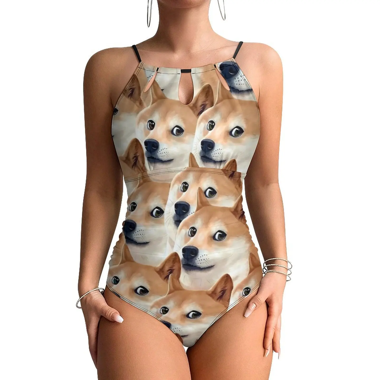 

Shiba Inu Swimsuit Sexy Funny Dog Meme Women Swimwear One-Piece Fashion Swimsuits Holiday Swim Push Up Sleeveless Beach Wear