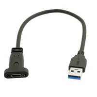 5Gbps USB 3.0 Type-C With Panel Mount Screw Hole USB 3.1 Type C Cable 20cm With Metal Bracket