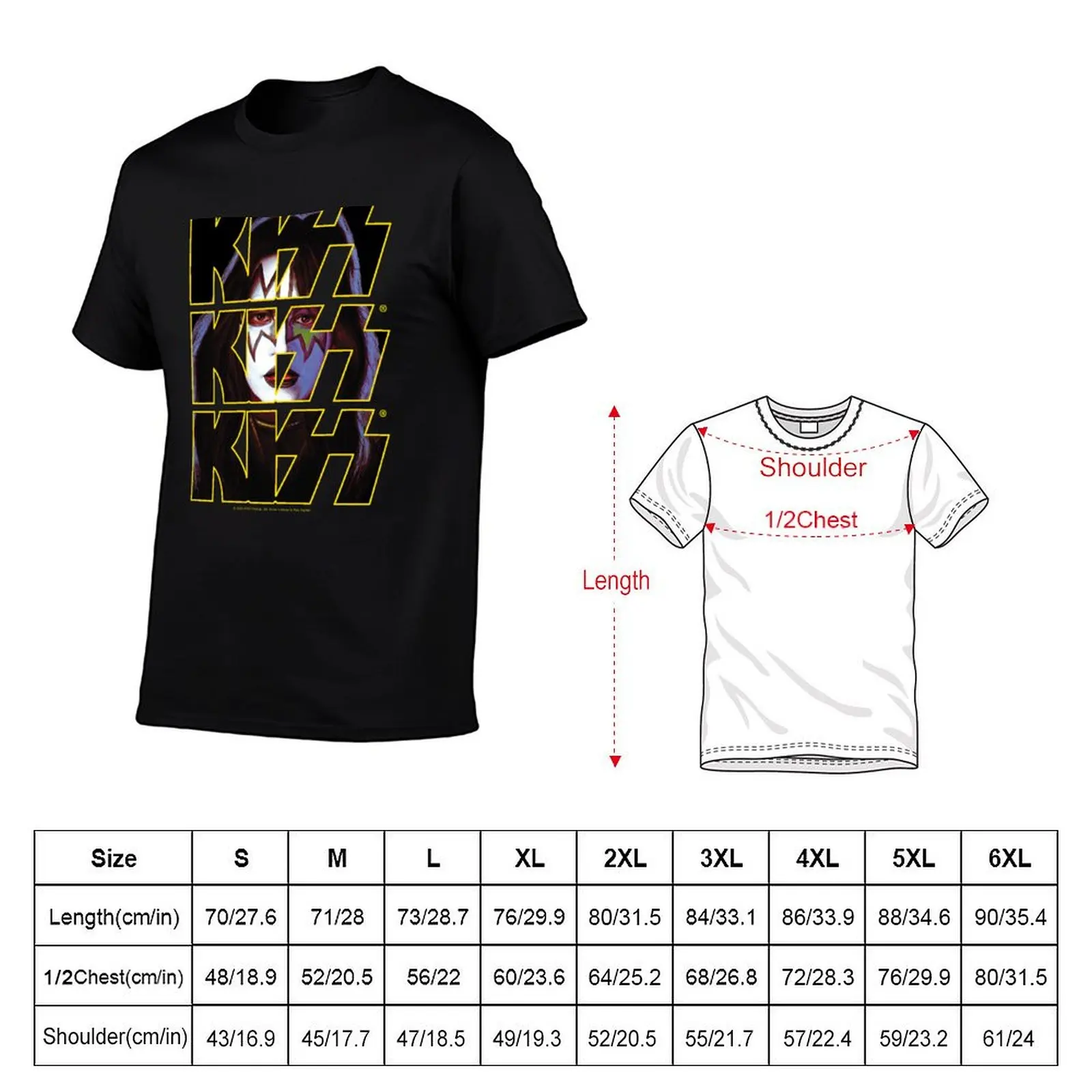 เสื้อยืดลายกราฟิกสำหรับผู้ชายเสื้อยืดลายอวกาศโลโก้ Kiss Band Triple เสื้อยืดกราฟิกเสื้อยืดขนาดใหญ่สำหรับผู้ชาย