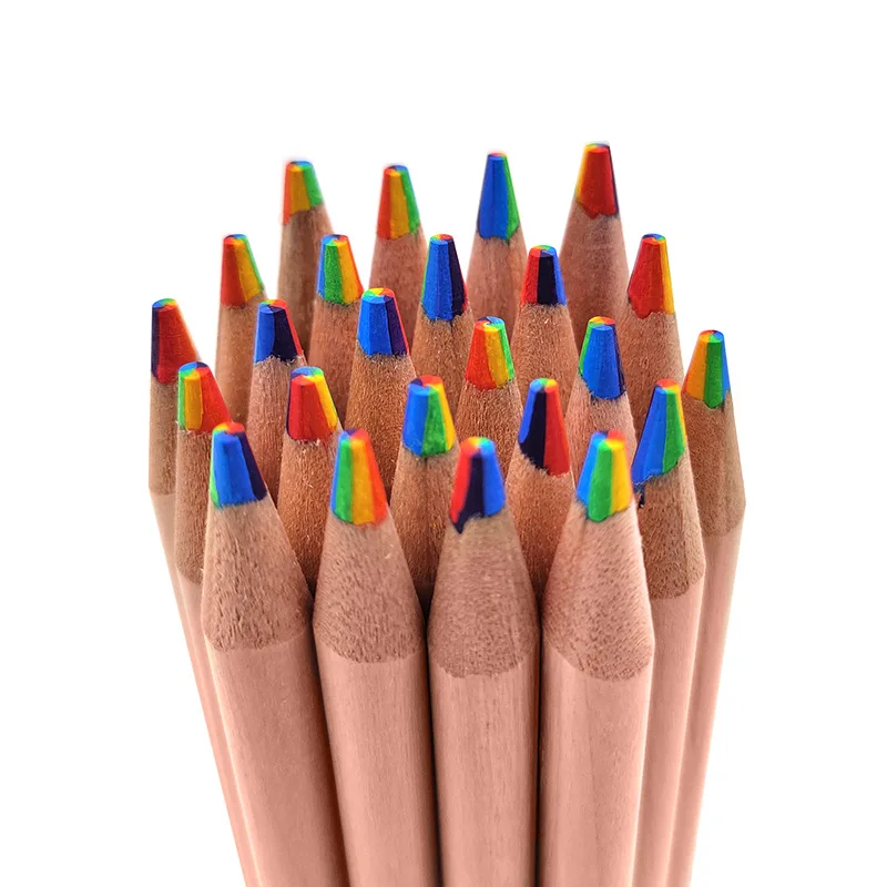 6pcs/12pcs Pack 7 Color Rainbow Pencils Multi-color Mixed Magic Student Drawing Pencils images - 6