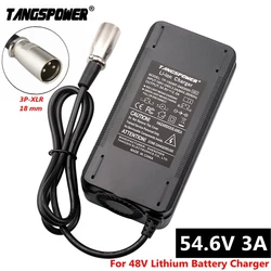 54.6V 3A Lithium Battery Charger For 48V Lithium Battery Pack XLR Plug 54.6V3A 150Watts Fast Charging Charger With Fan