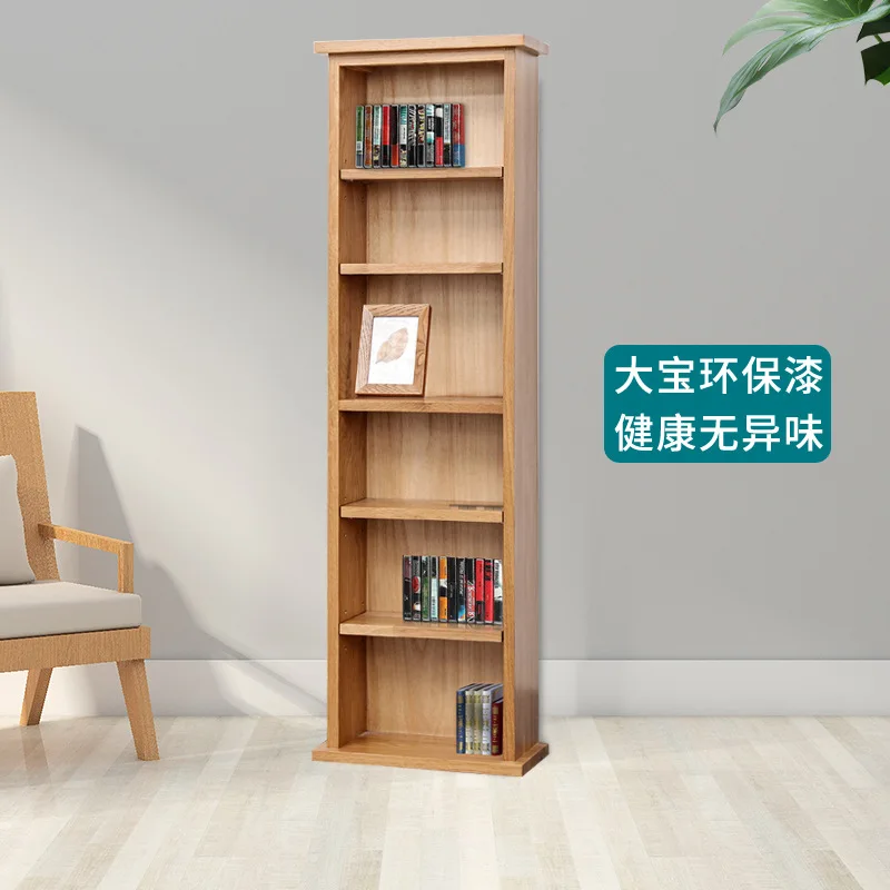 Freestanding Ash Wood CD Storage Cabinet, Multifunctional CD DVD Organizer Shelf and Disc Display Rack for Home