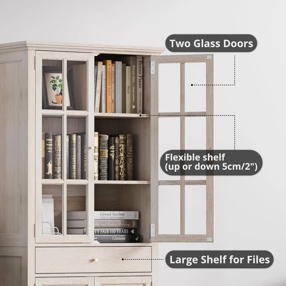 Estante branca ajustável de 5 camadas com gavetas, 72,8" de altura para quarto