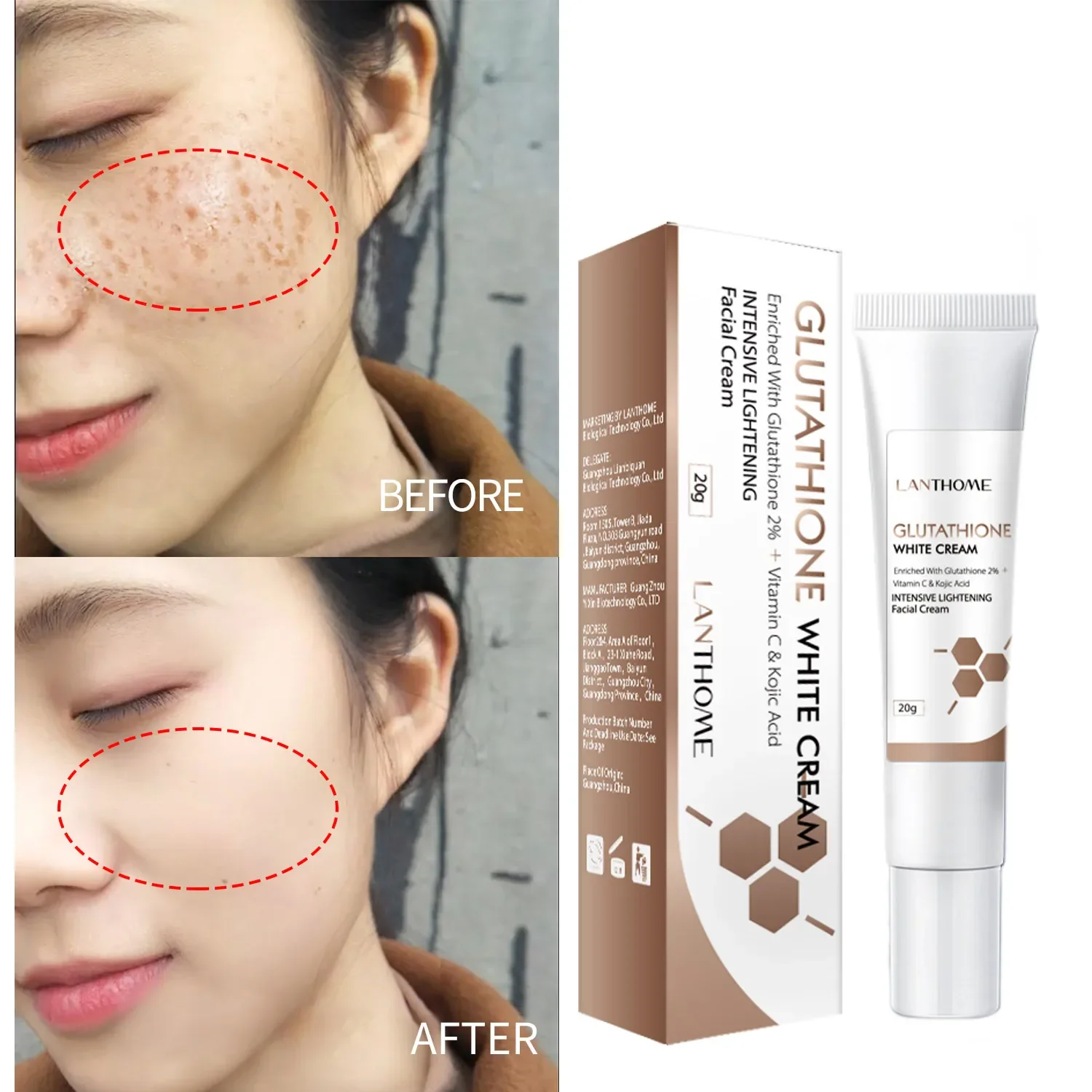 Glutathione Face Cream Dark Spots Corrector Skin Whitening Freckles Removal Face Cream Moisturizing Korean Skin Care Product