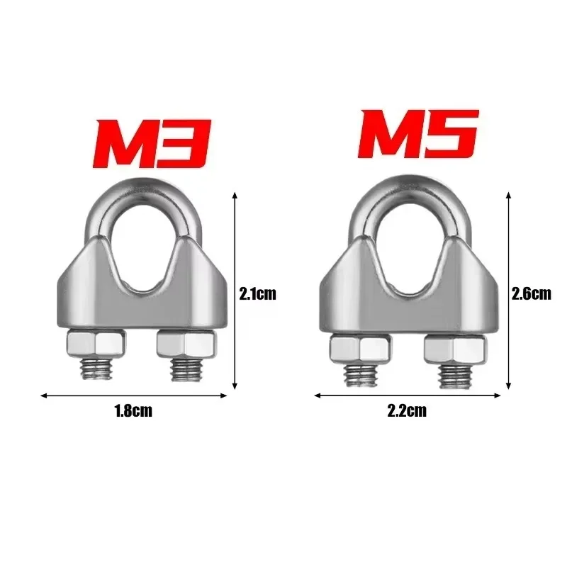 1-10 stücke Edelstahl U-Typ Kabel Klemme M5 M3 Stahl Draht Seil Clip U Bolzen Sattel Verschluss wäscheleine Spanner Hardware Werkzeug