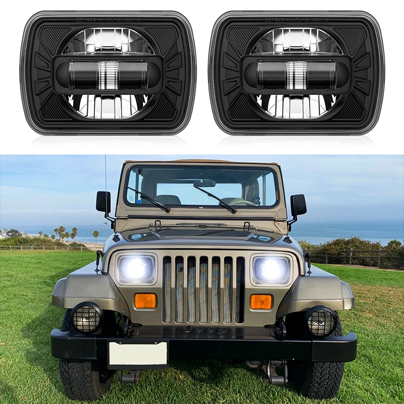 

2pcs 5X7Inch Square LED Headlights LED Car Lamp High/Low Beam For Jeep Cherokee XJ Wrangler YJ Off-road Truck 4X4 Headlamp